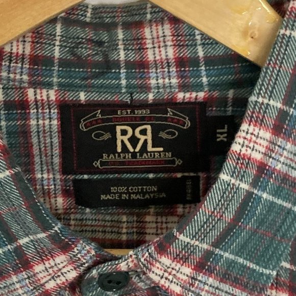 RRL Ralph Lauren Polo Scotch Plaid Flannel Shirt Size XL - Picture 3 of 6